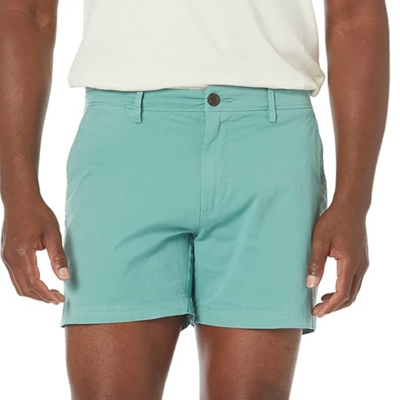 Men's Slim-Fit 5" Flat-Front Comfort Stretch Chino Short ~ Duck Egg Blue - Picture 1 of 16